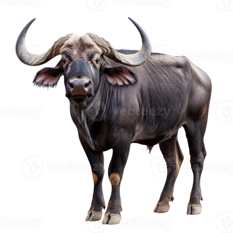 Buffalo standing calmly in a serene environment png