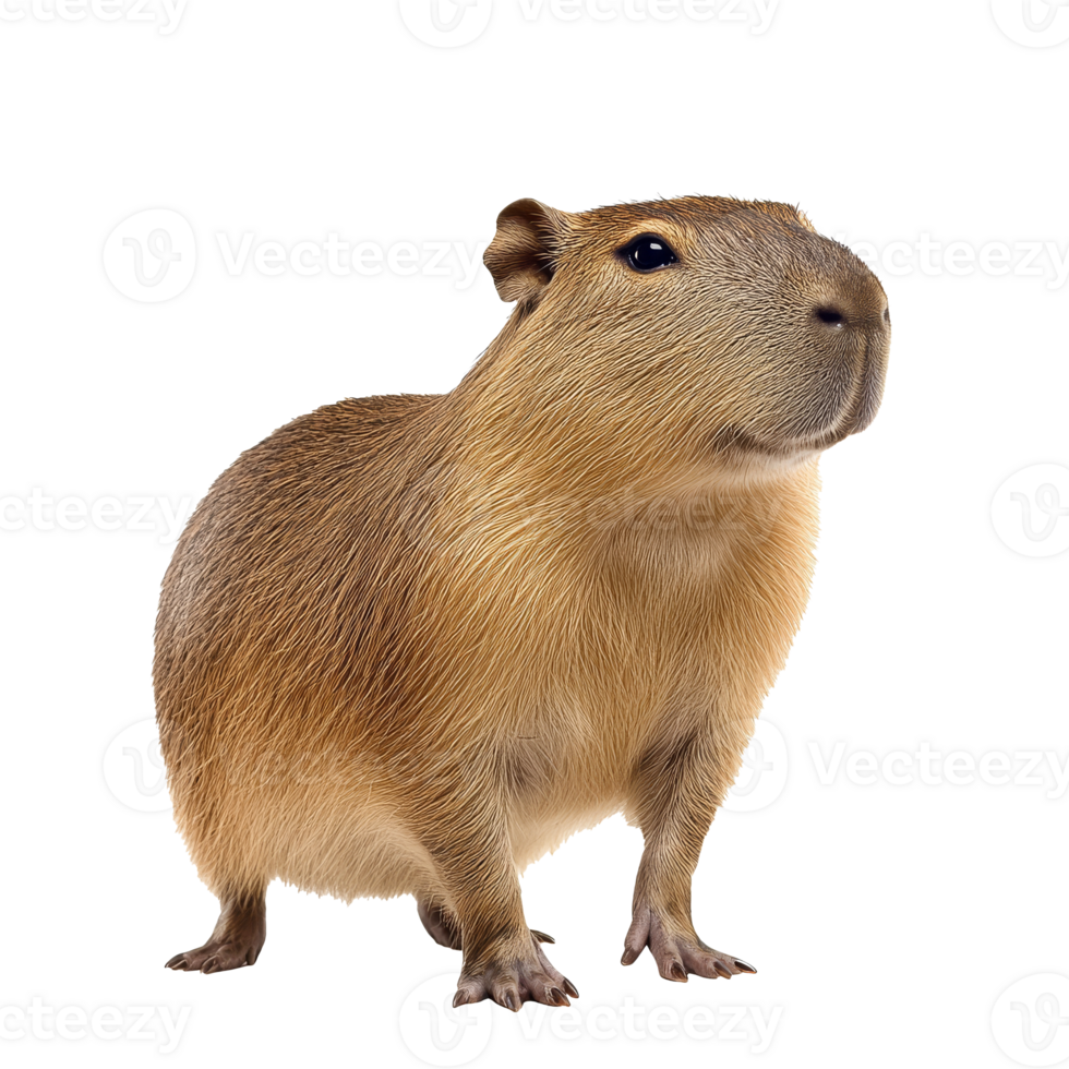 Capybara standing gracefully on white background png