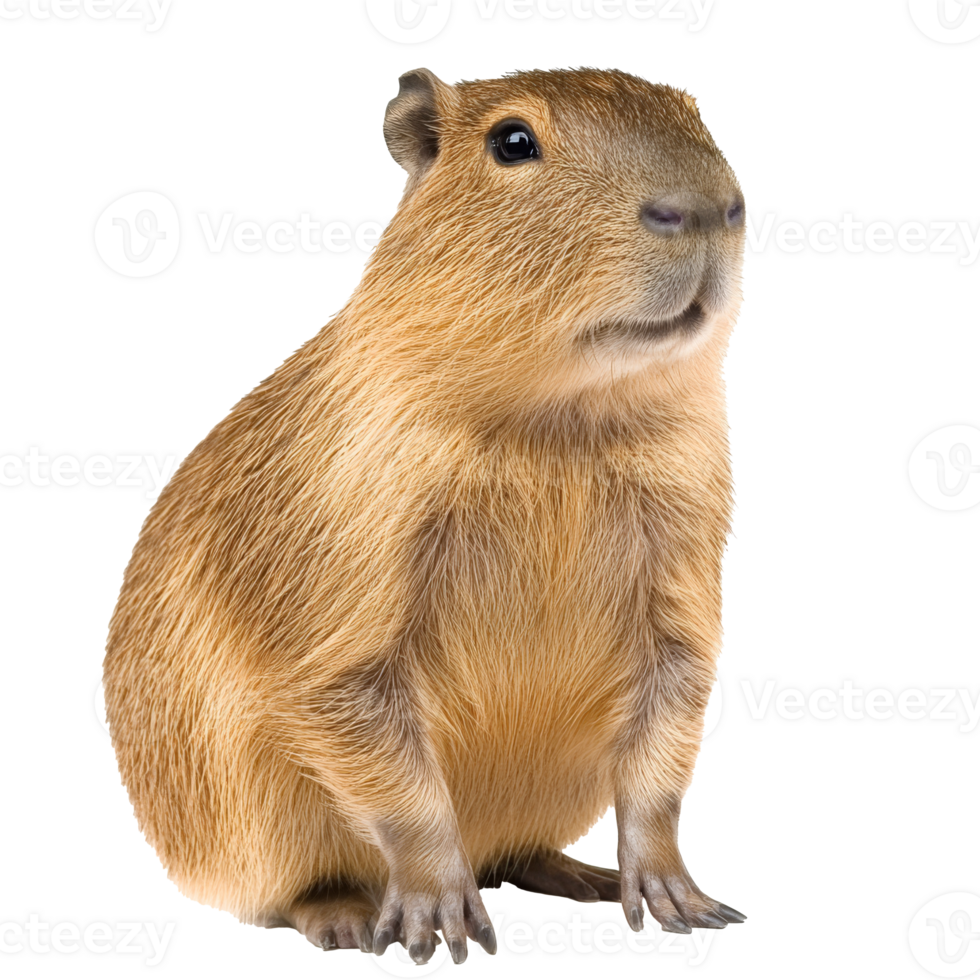 Cute capybara sitting calmly in a friendly pose png