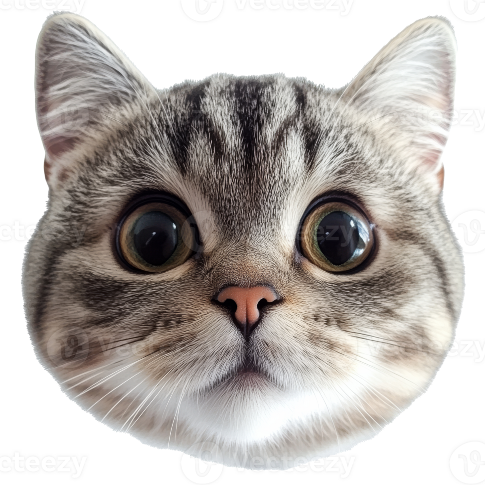 Cute cat face with large eyes and soft fur png