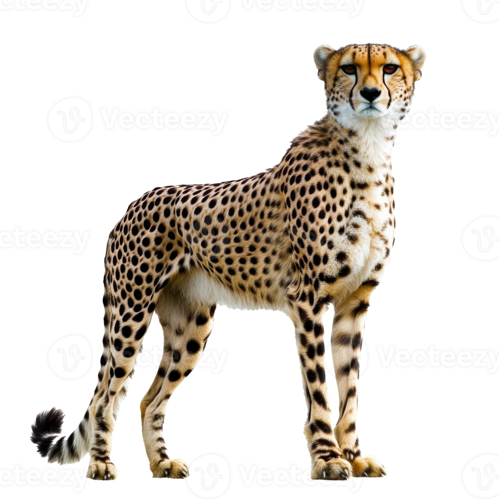 Cheetah standing proudly in a natural pose png