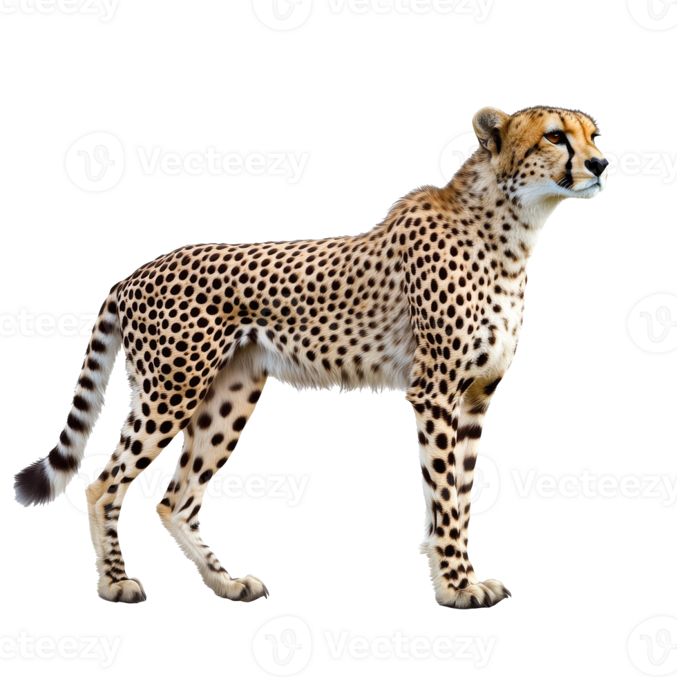 Cheetah standing confidently in a plain setting png