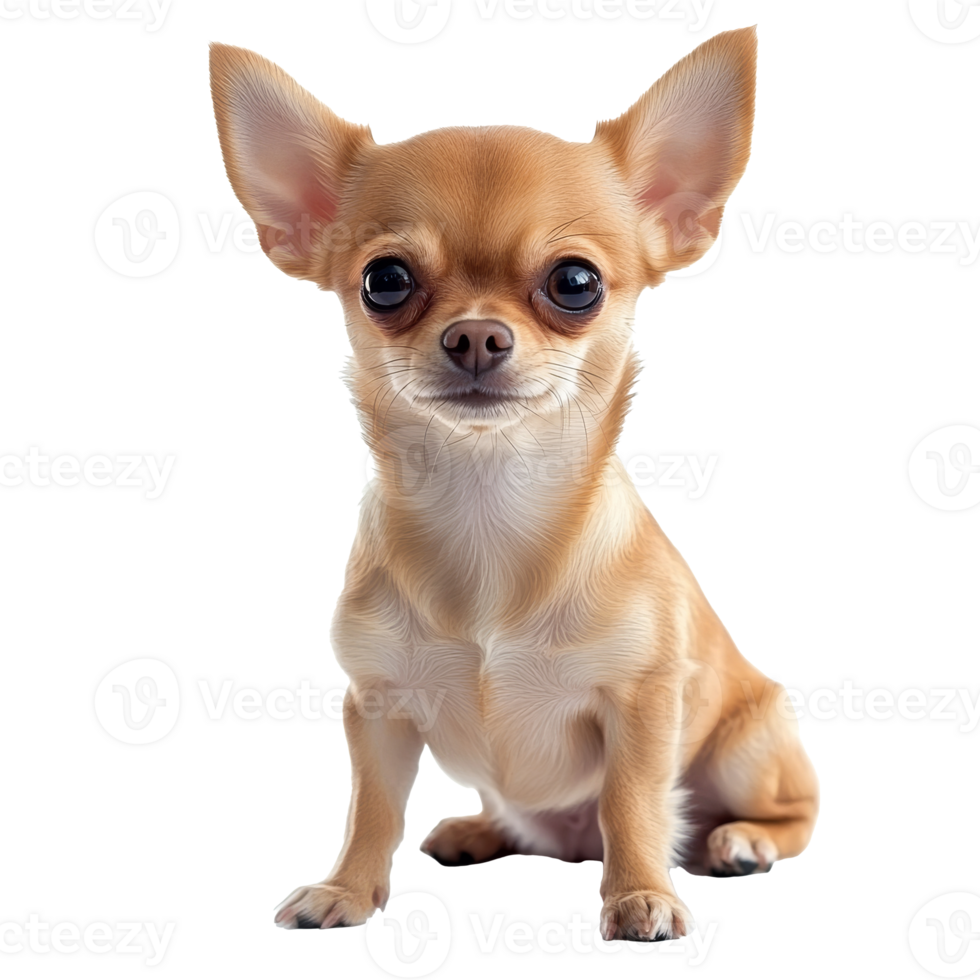 Small tan Chihuahua sitting with alert expression png