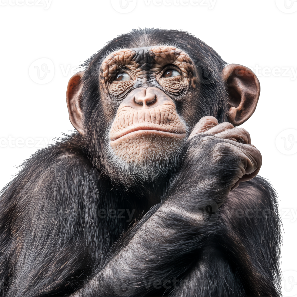 Thoughtful chimpanzee in neutral pose png