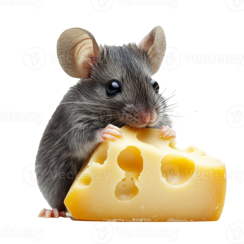 Mouse enjoys a piece of cheese in a playful moment png