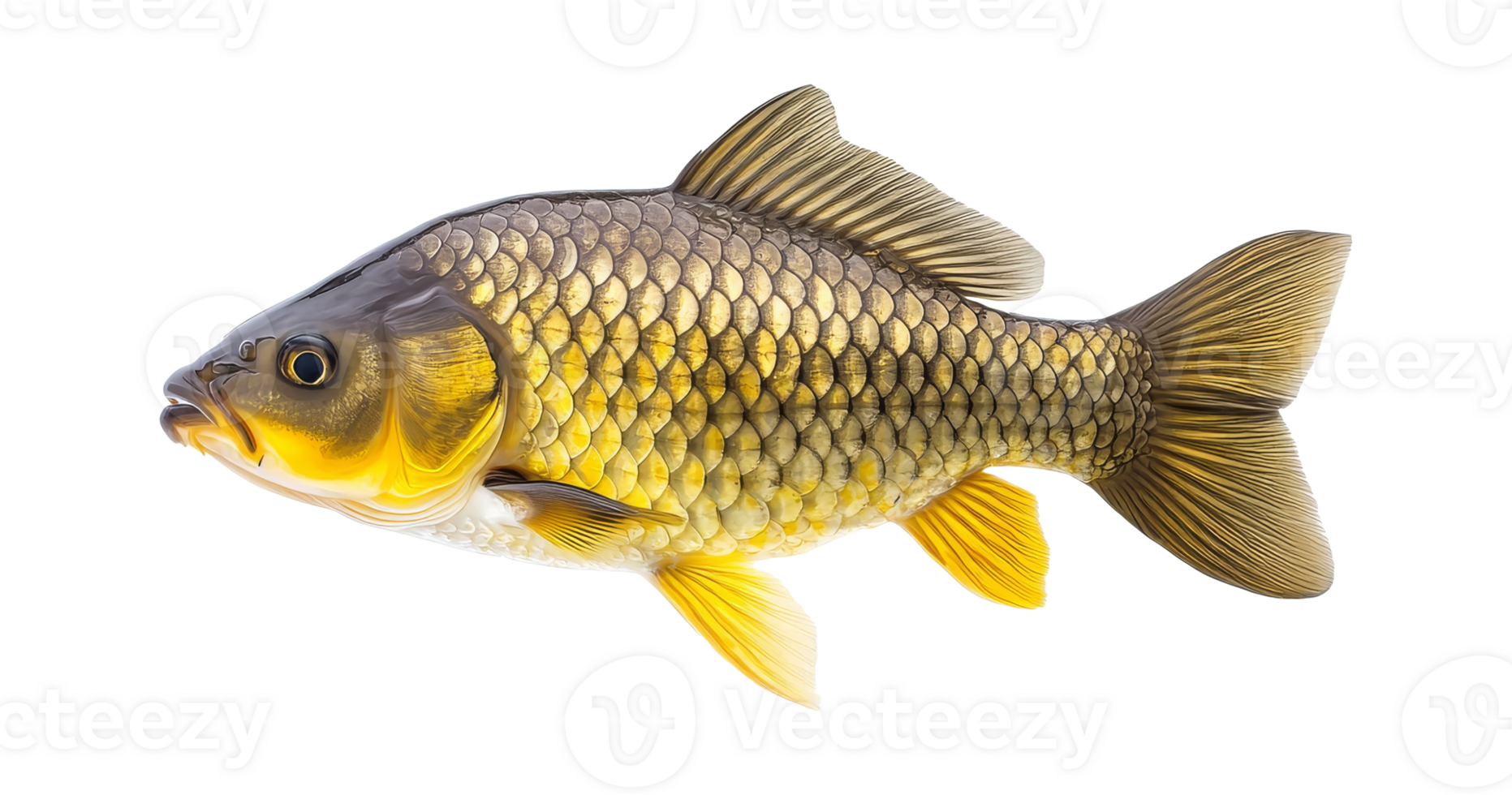 Detailed view of a common carp in natural colors png