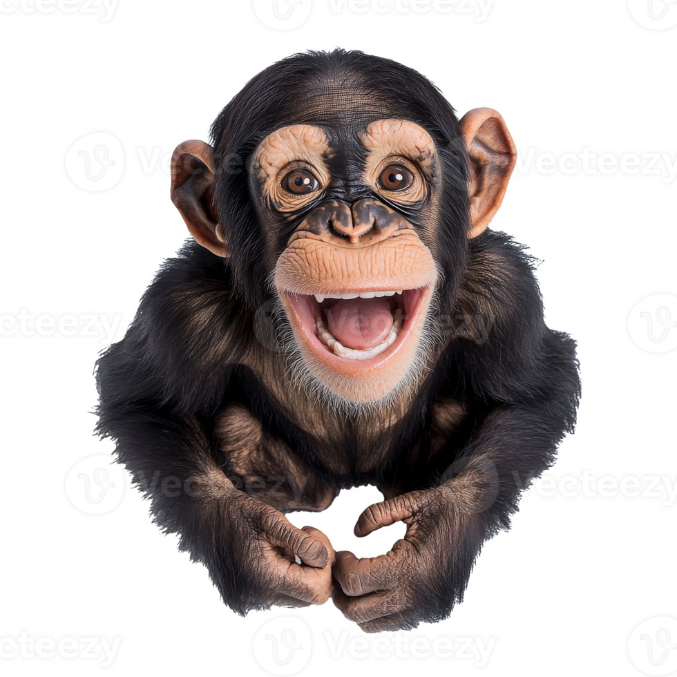 Chimpanzee smiles brightly in playful mood png