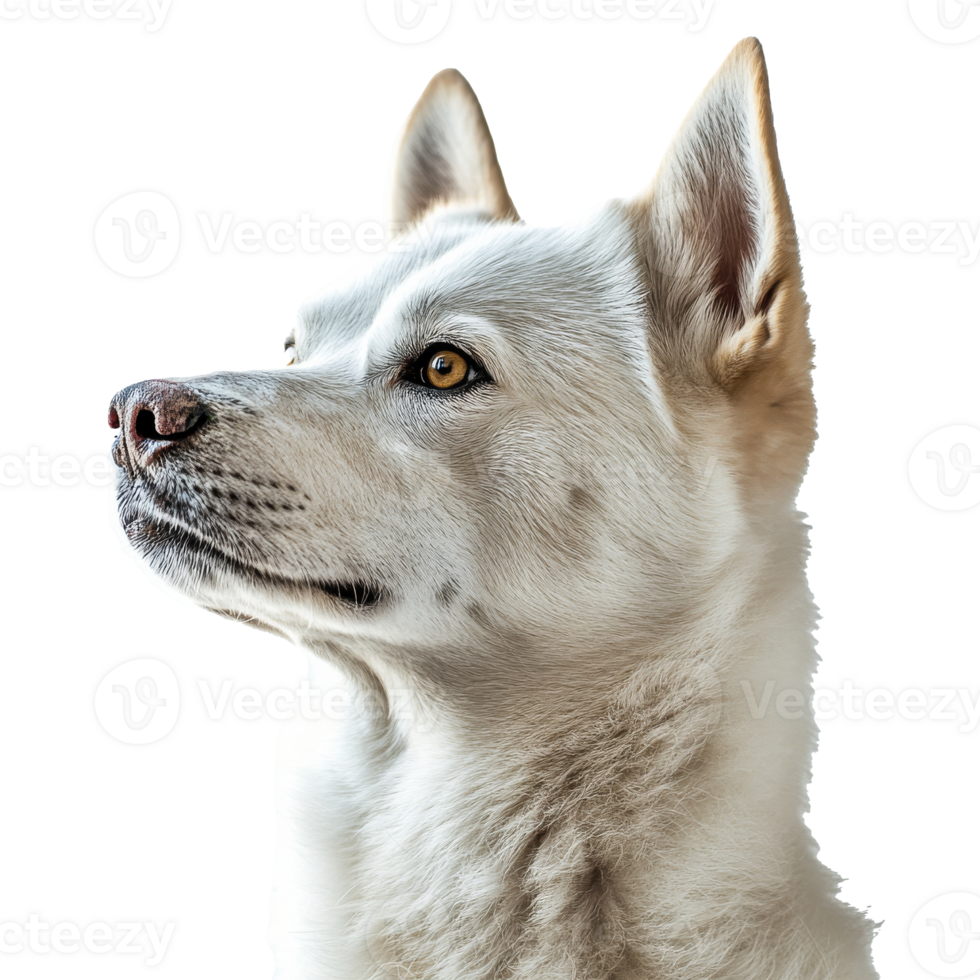 White dog looking curiously ahead in bright light png