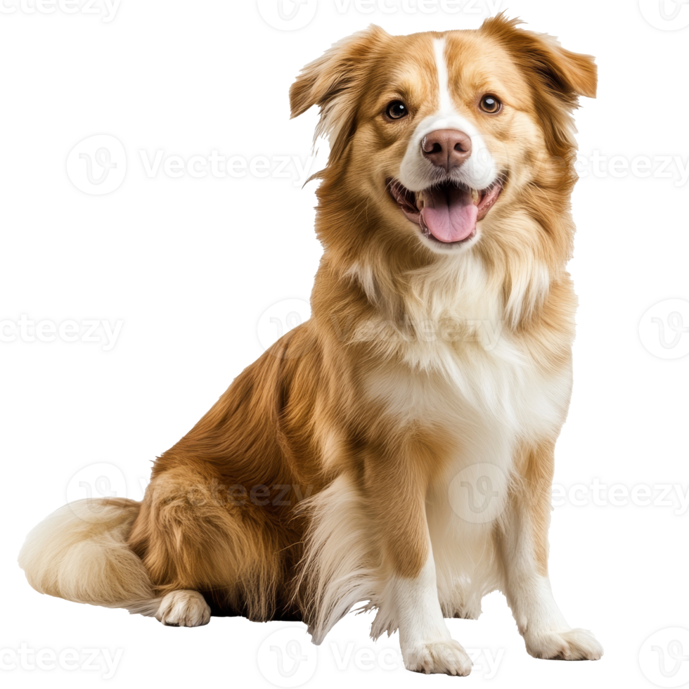 Happy dog sitting with a joyful expression indoors png