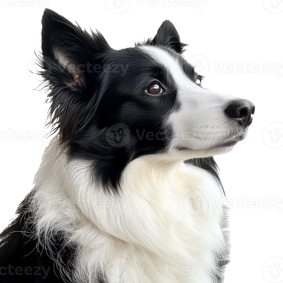 Border collie with striking black and white fur png