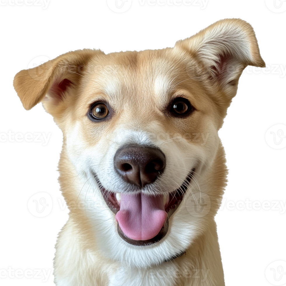 Happy dog with a big smile in close up view png