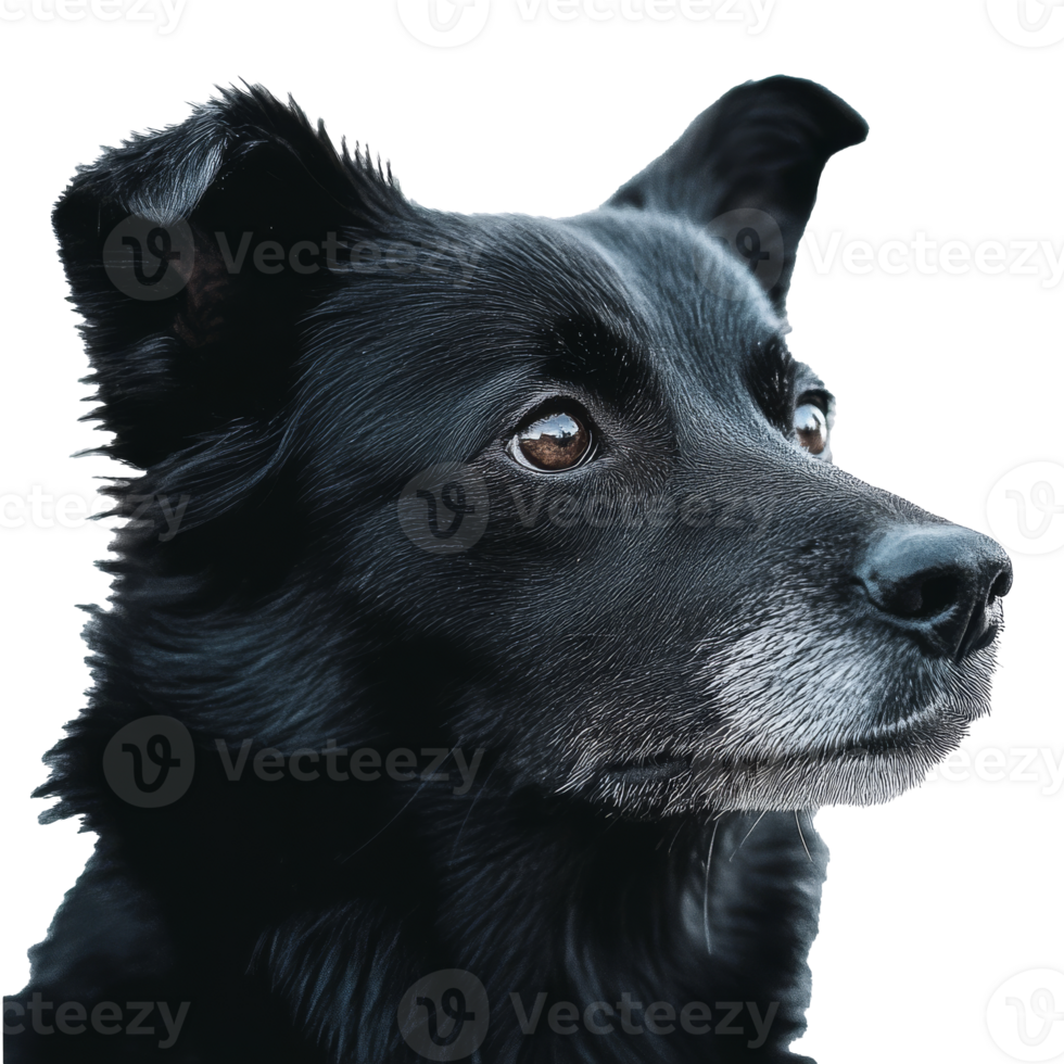 Black dog profile close up with soft features png