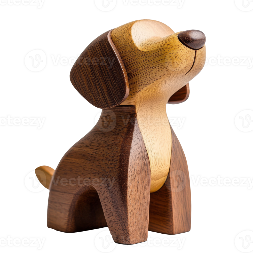 Crafted wooden dog sculpture png