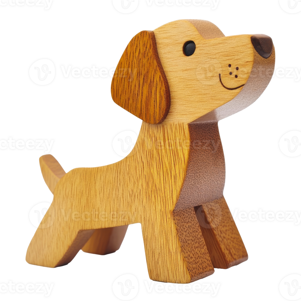 Wooden dog figure showcasing playful design png
