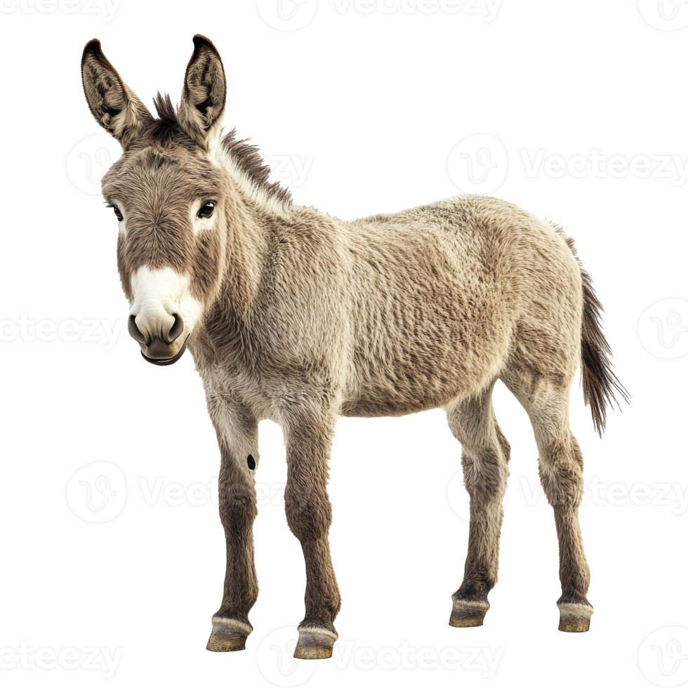 Cute donkey standing in a bright setting png