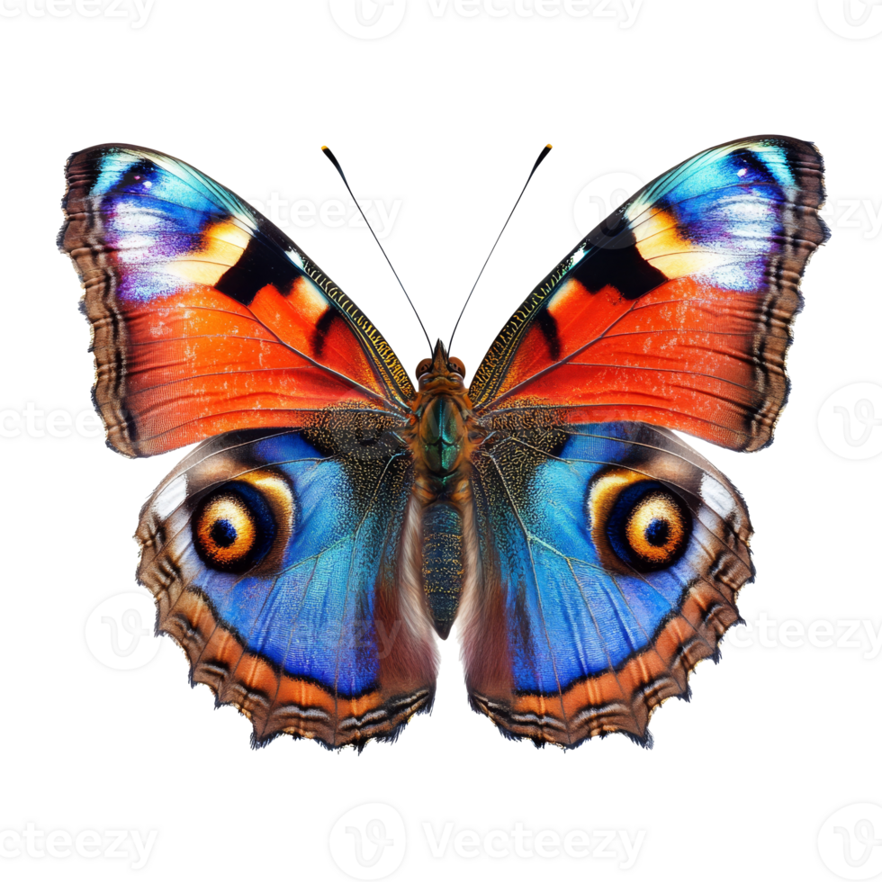 Vibrant blue and orange butterfly png