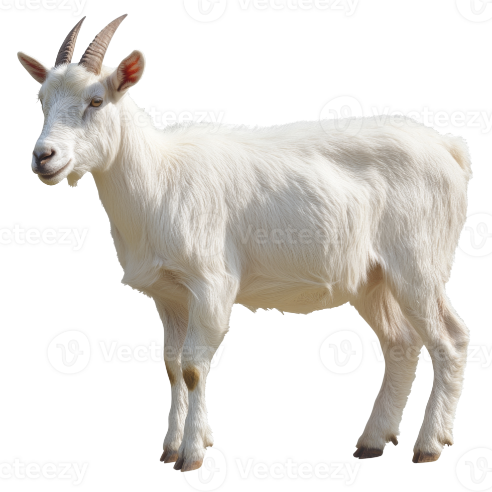 Goat standing on a grassy field in bright sunlight png