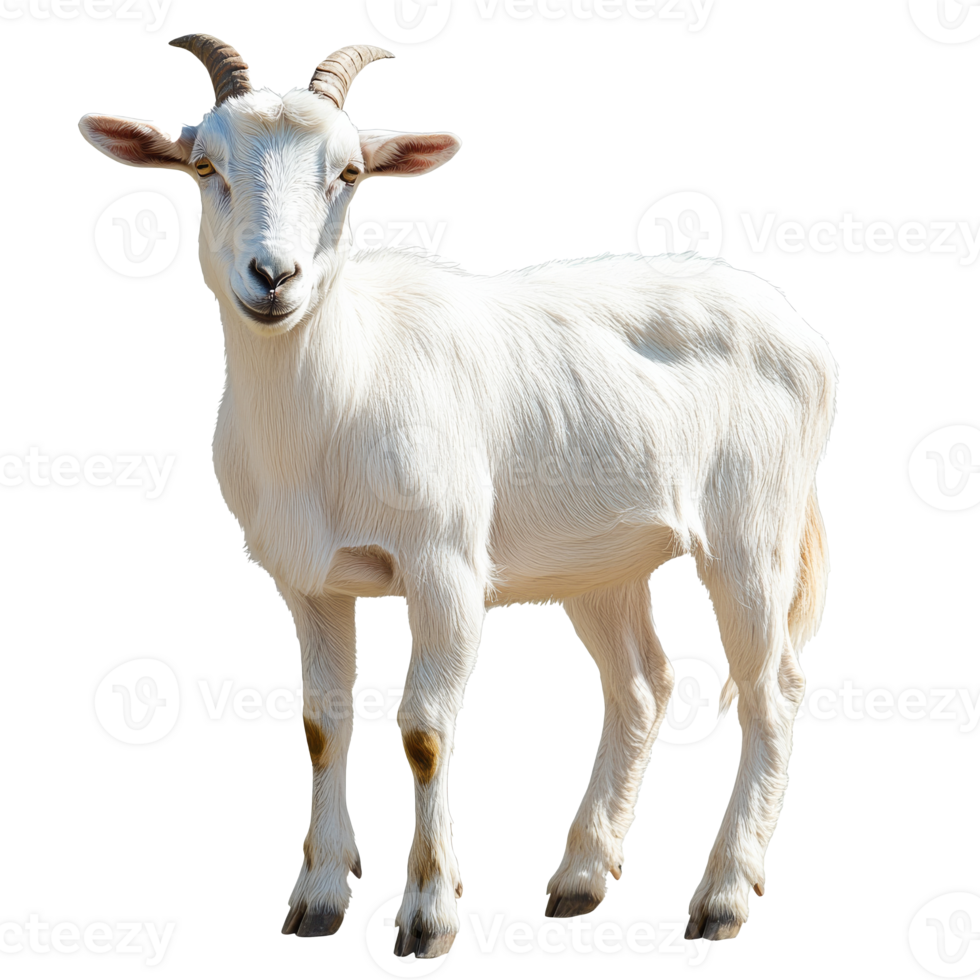White goat standing in a natural pose outdoors png