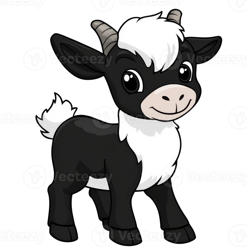 Playful cartoon goat character png