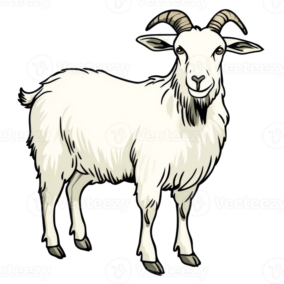 Goat standing in a rural setting during daylight png