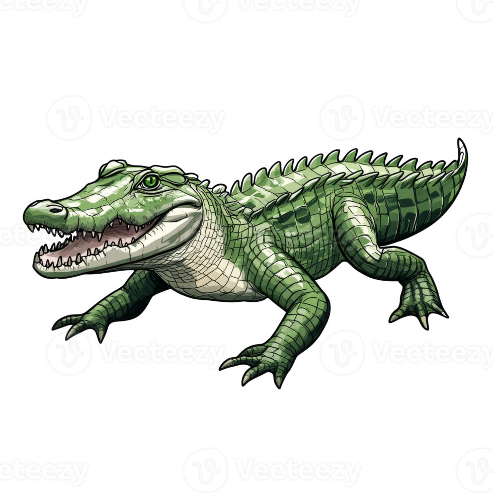 Crocodile illustration with fine details png
