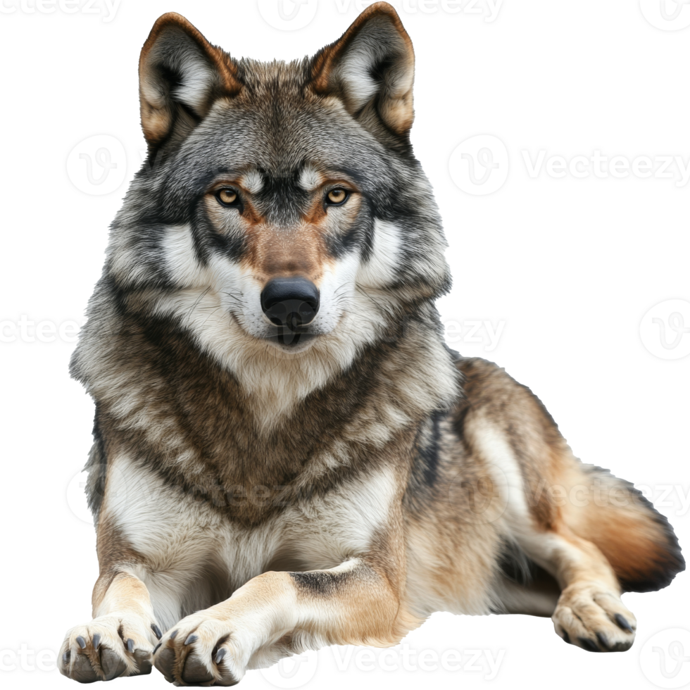 Majestic wolf relaxing in a peaceful setting png