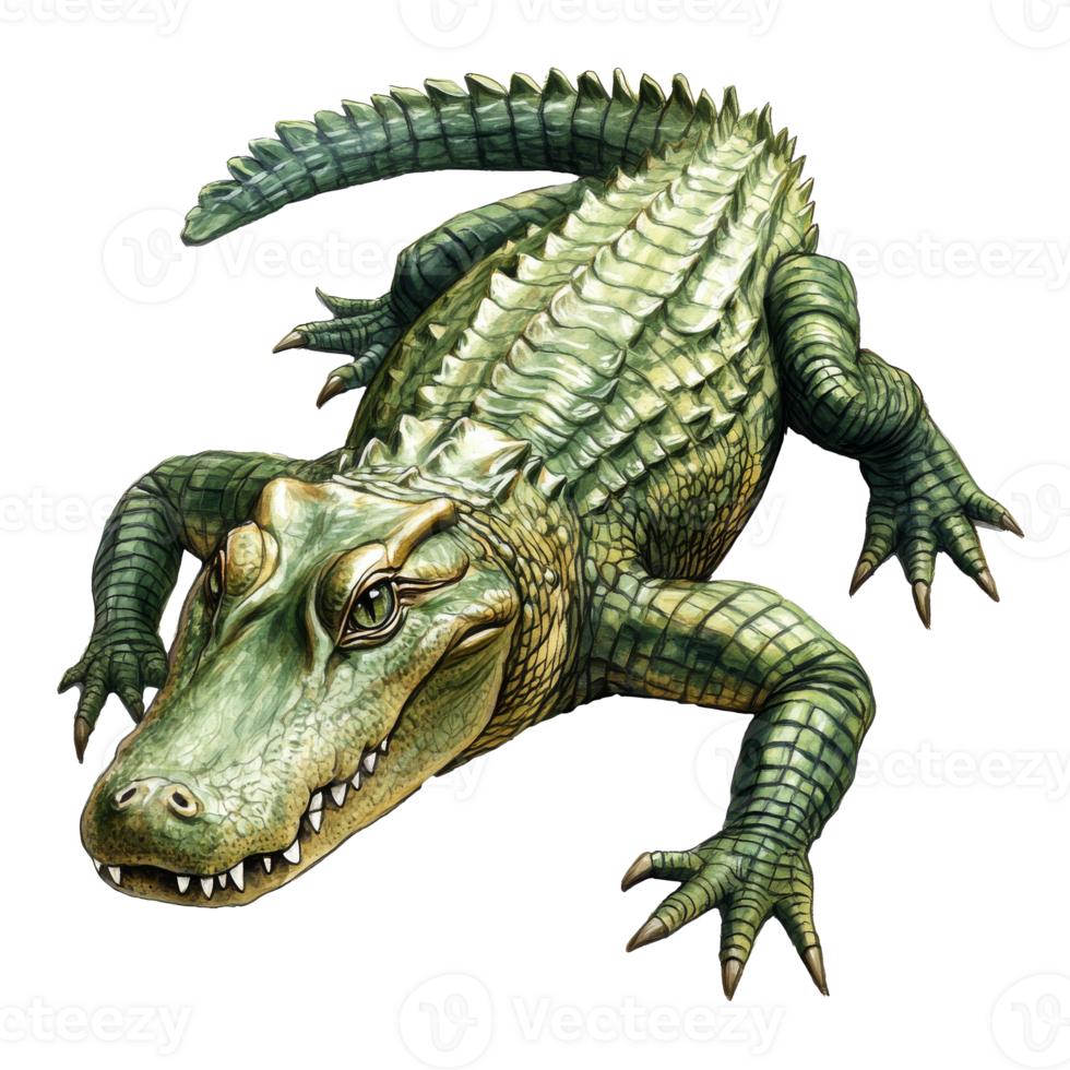 Unique illustration of a prehistoric crocodile png