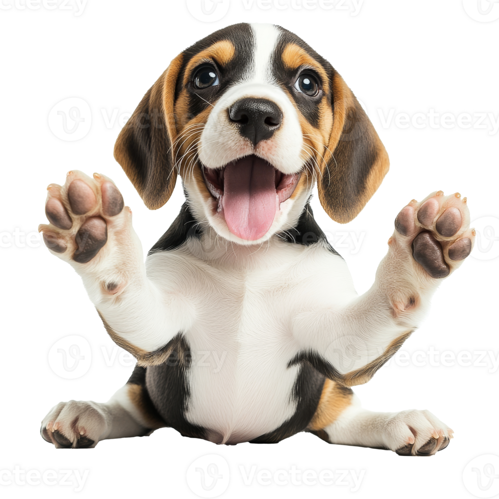 Happy beagle puppy playing with excitement png