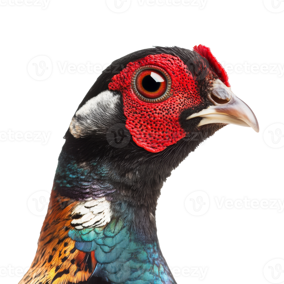 Vivid close up of a striking pheasant png