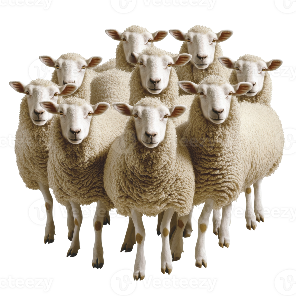 Group of sheep standing together in a field png