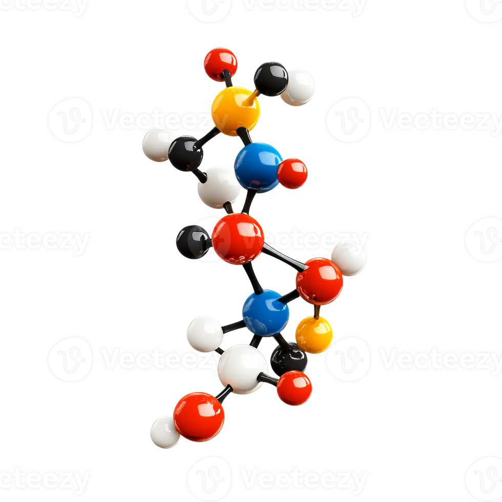 Molecular structure with vibrant colors and shapes png
