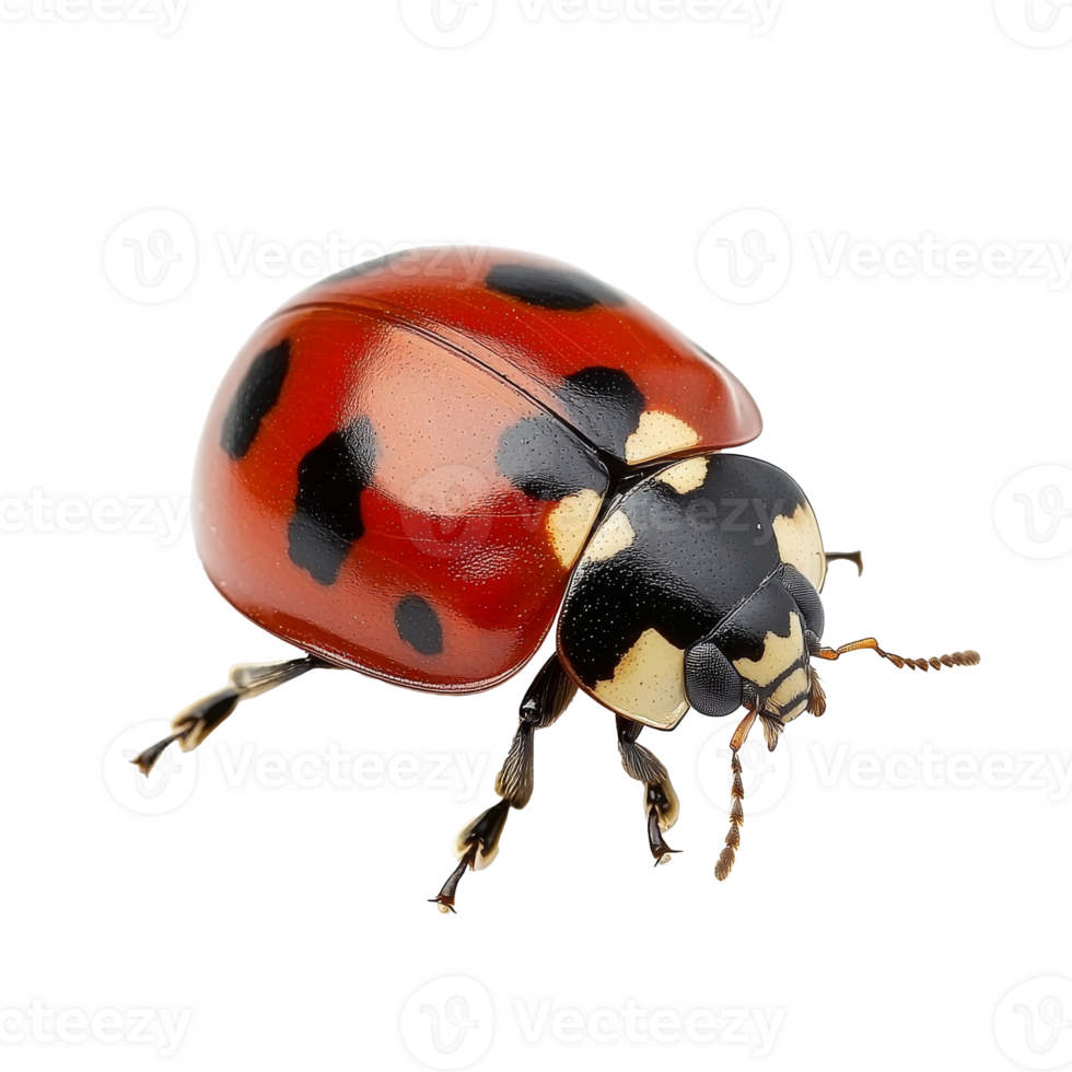 Colorful ladybug crawling on a leaf png