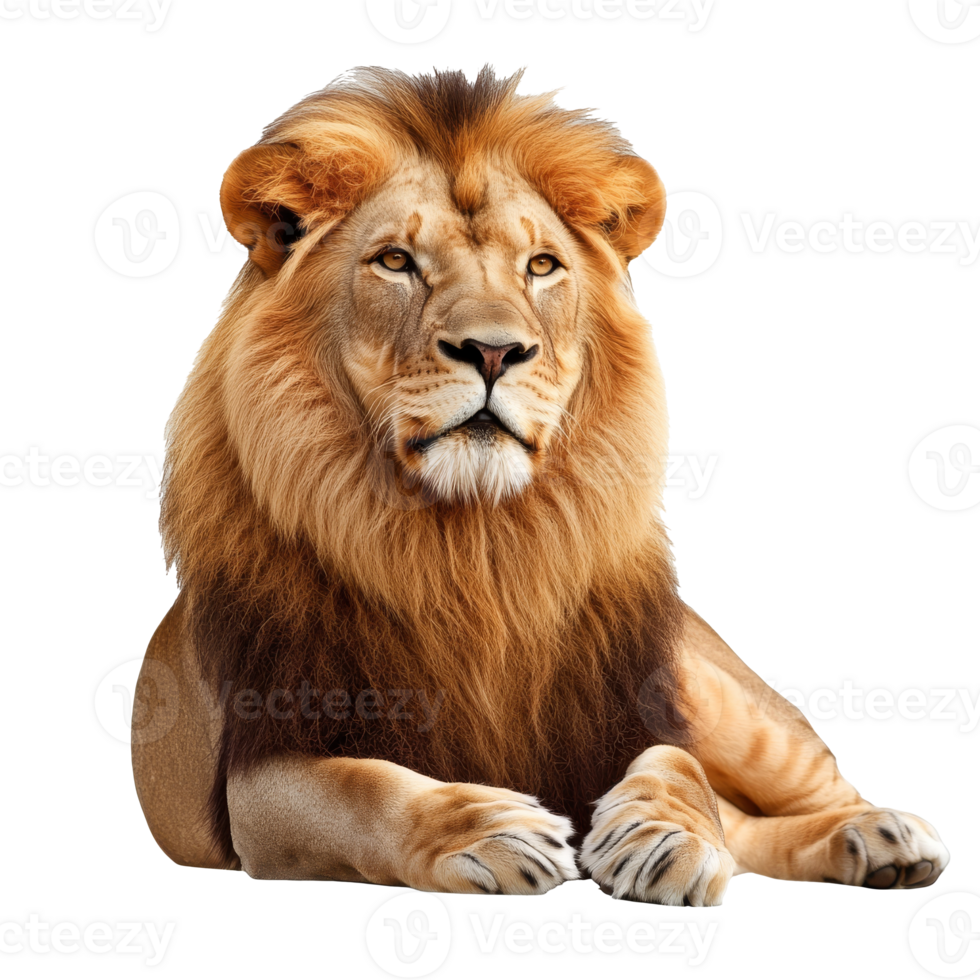 Majestic lion resting peacefully in natural pose png