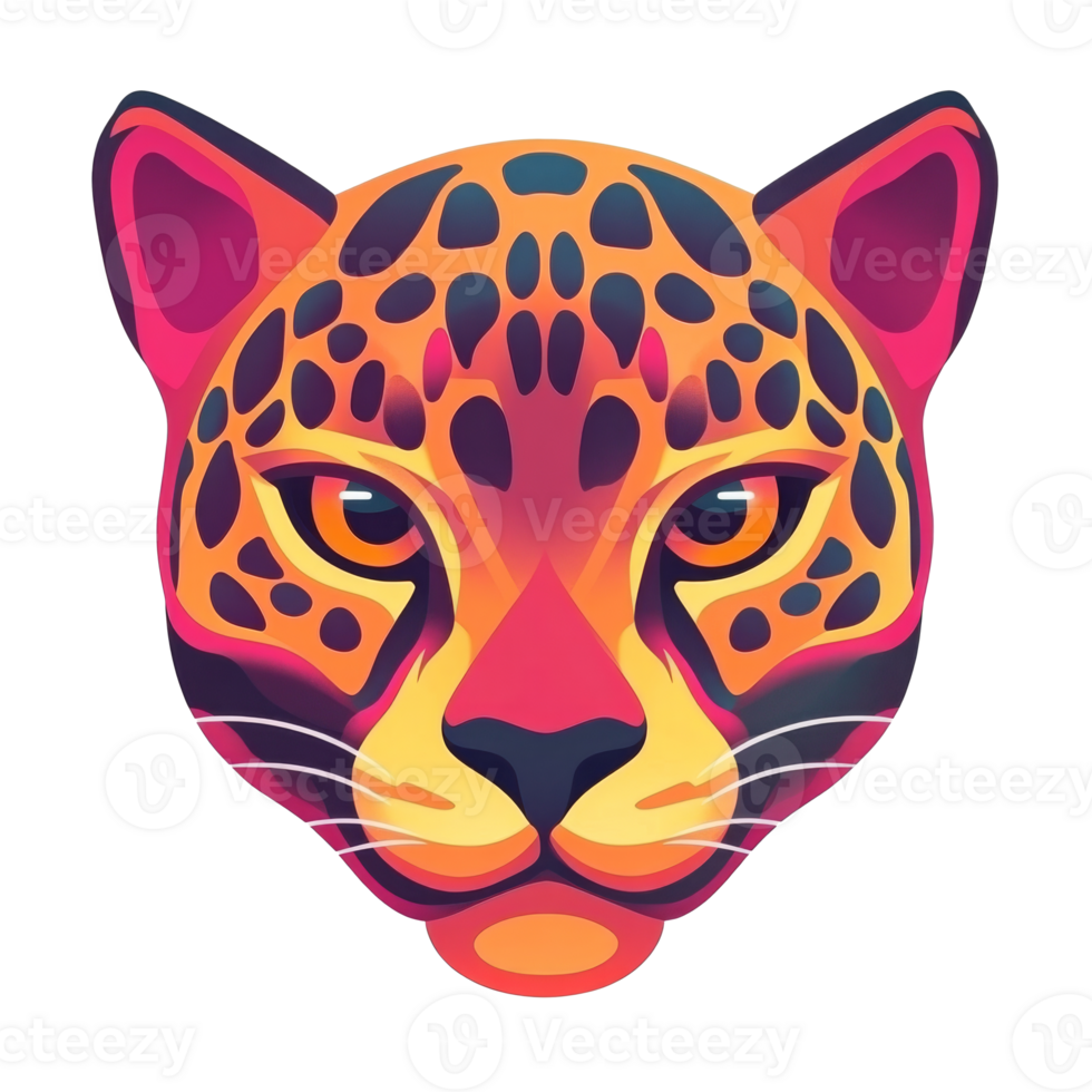 Artistic colorful leopard head illustration png