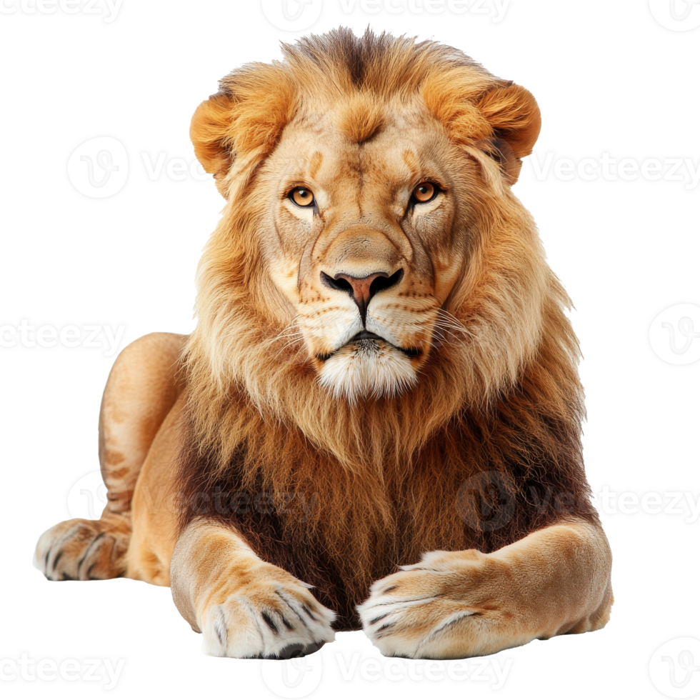 Majestic lion resting in a calm pose indoors png