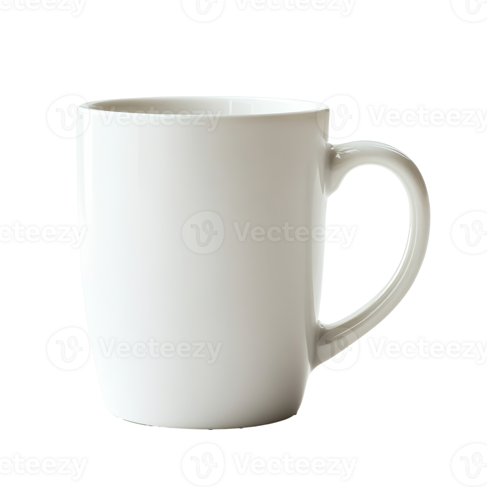 White ceramic mug on white background png