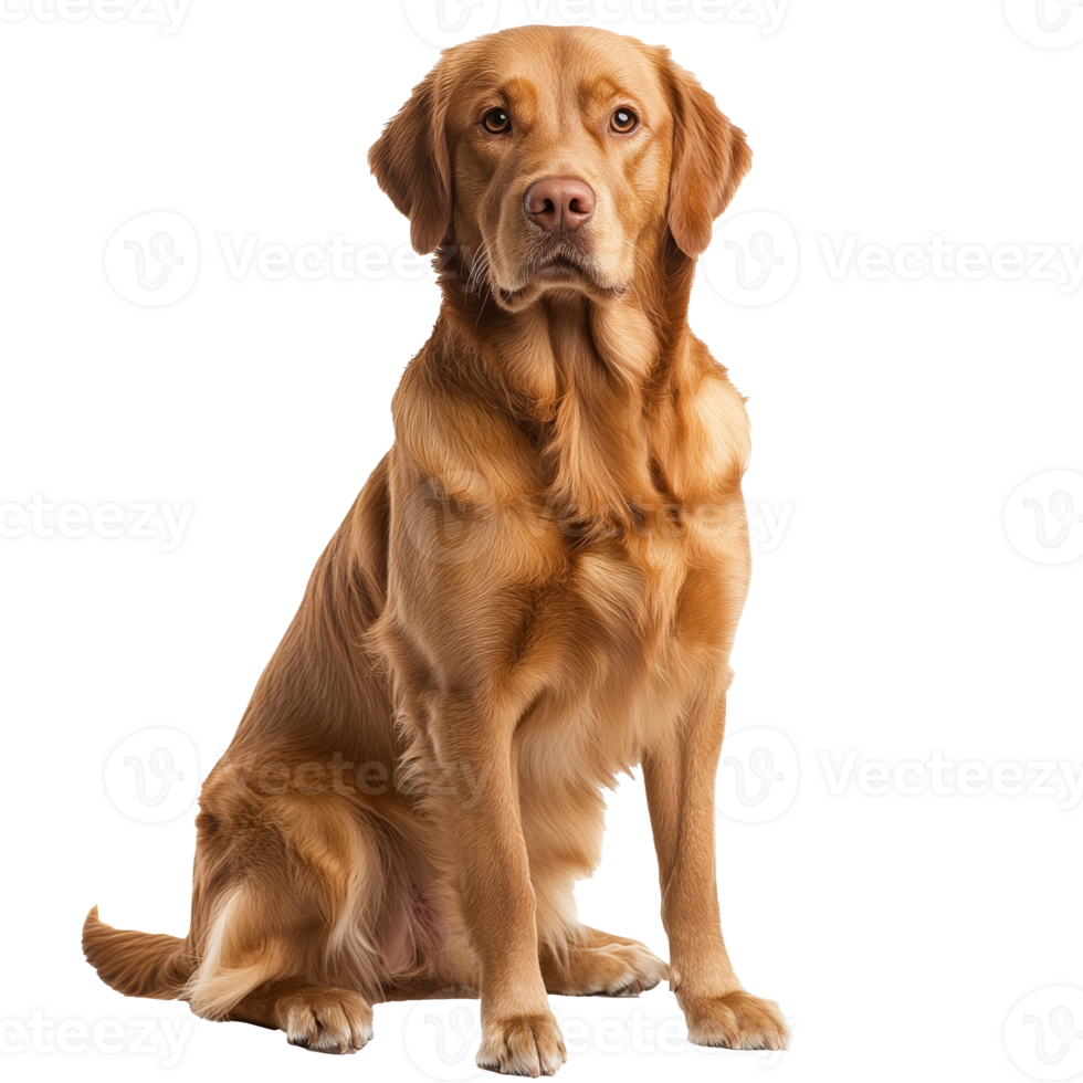 Golden retriever sitting on white png