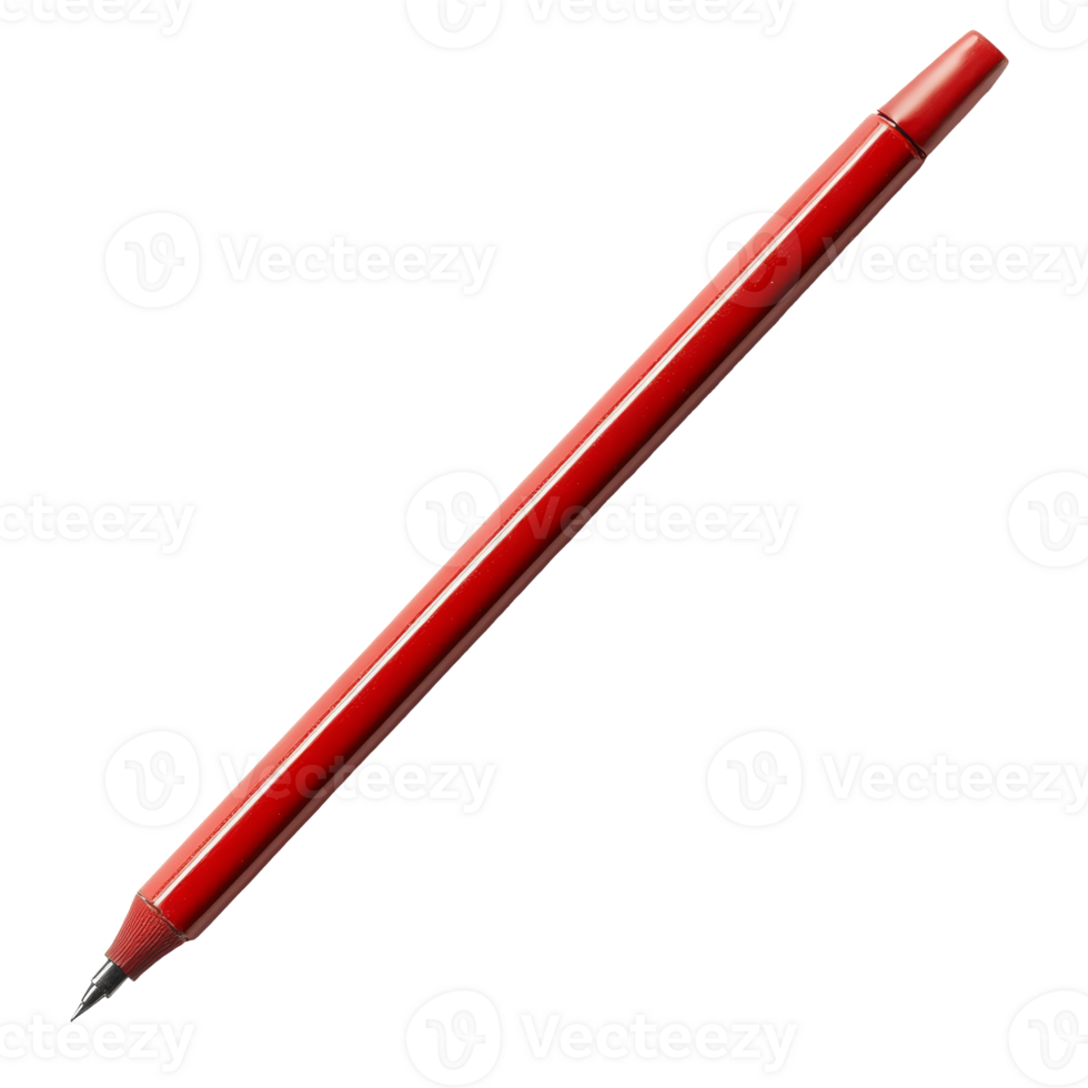Bright red pen resting on a clean surface png