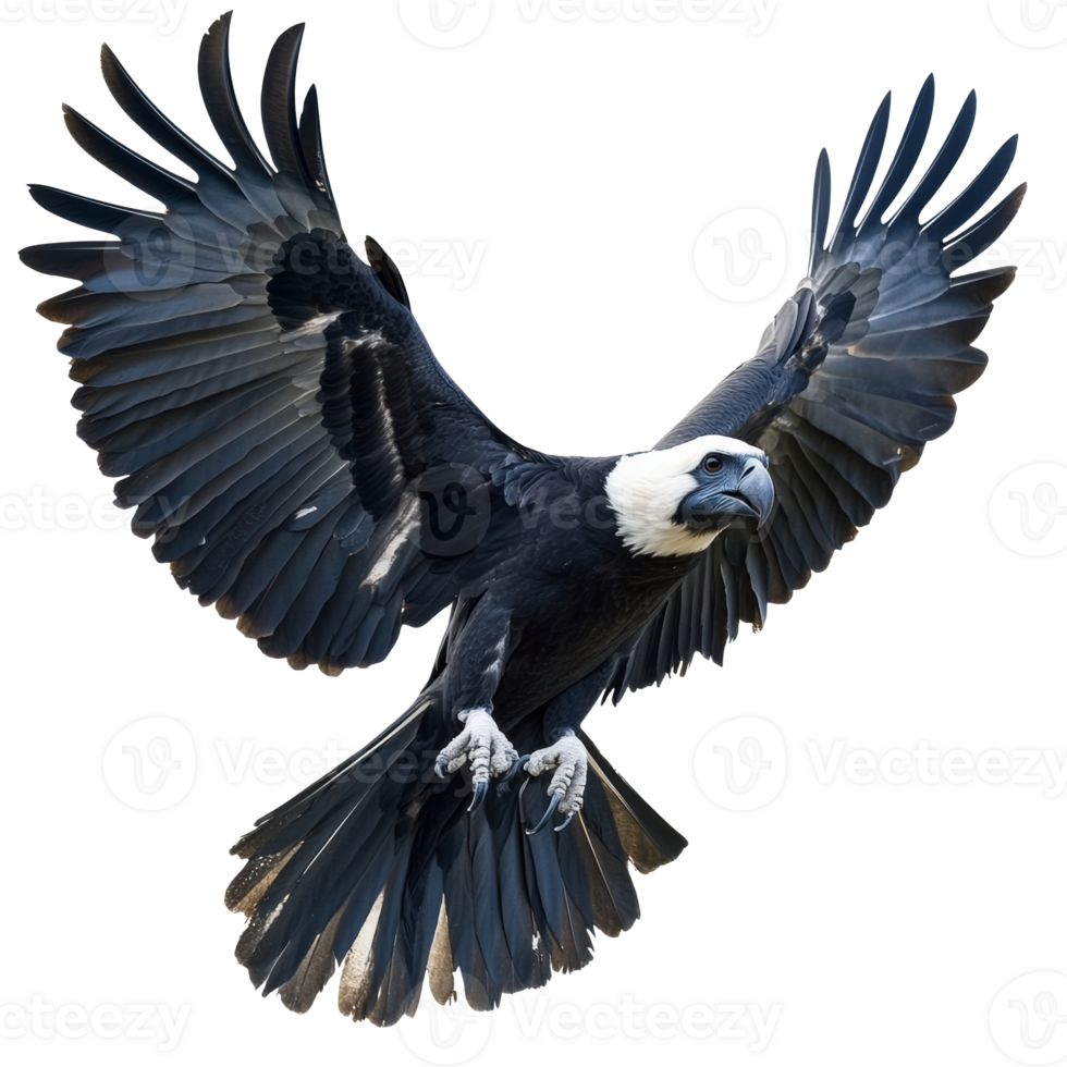 Majestic black and white bird soaring in flight png