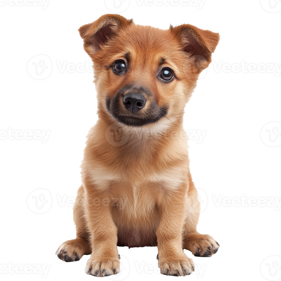 Cute puppy sitting with a friendly expression png