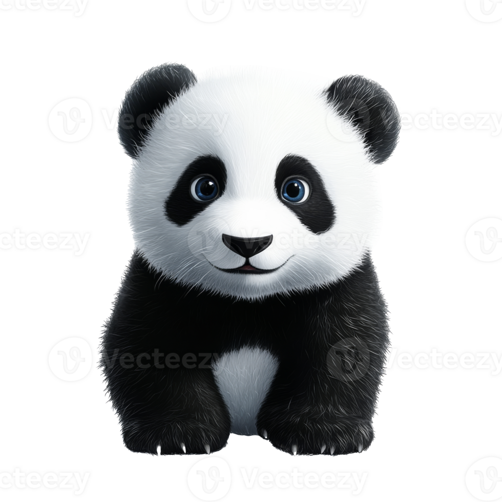 Cute cartoon panda character with big eyes png
