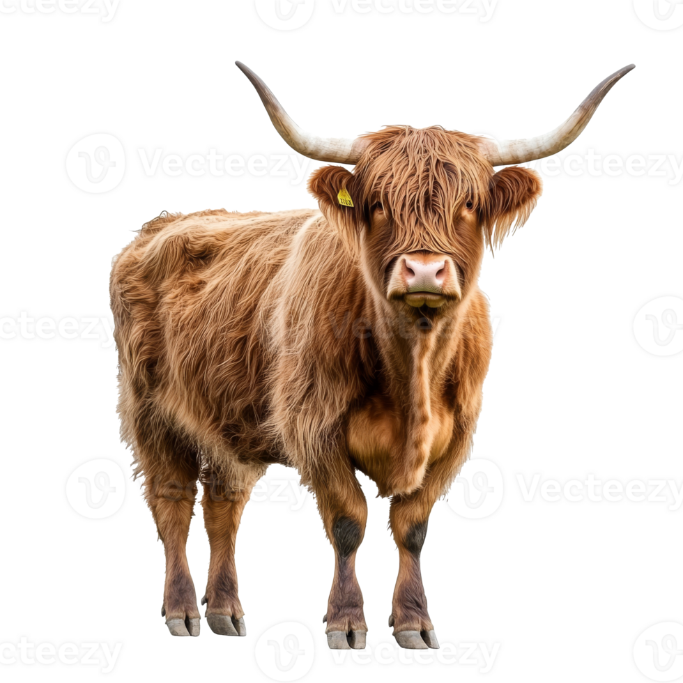 Highland cattle on a white backdrop png