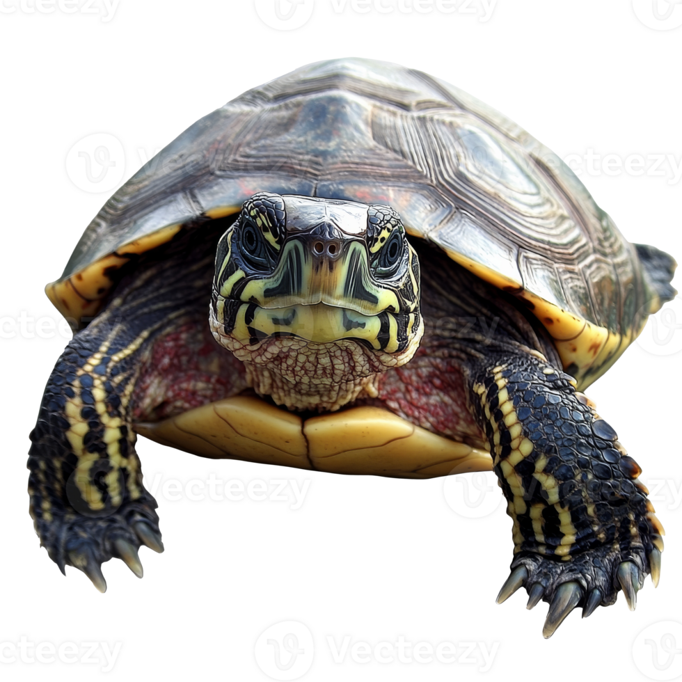 Turtle resting on a surface with detailed shell png