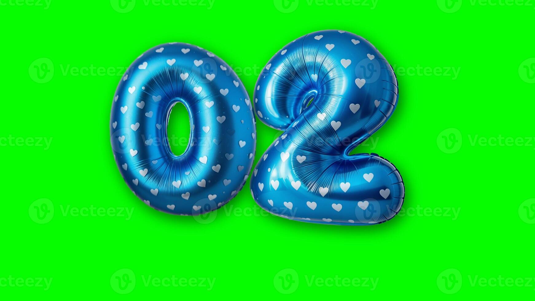 Blue Number Balloons Two Design on Green Screen Background for Celebrations and Events photo