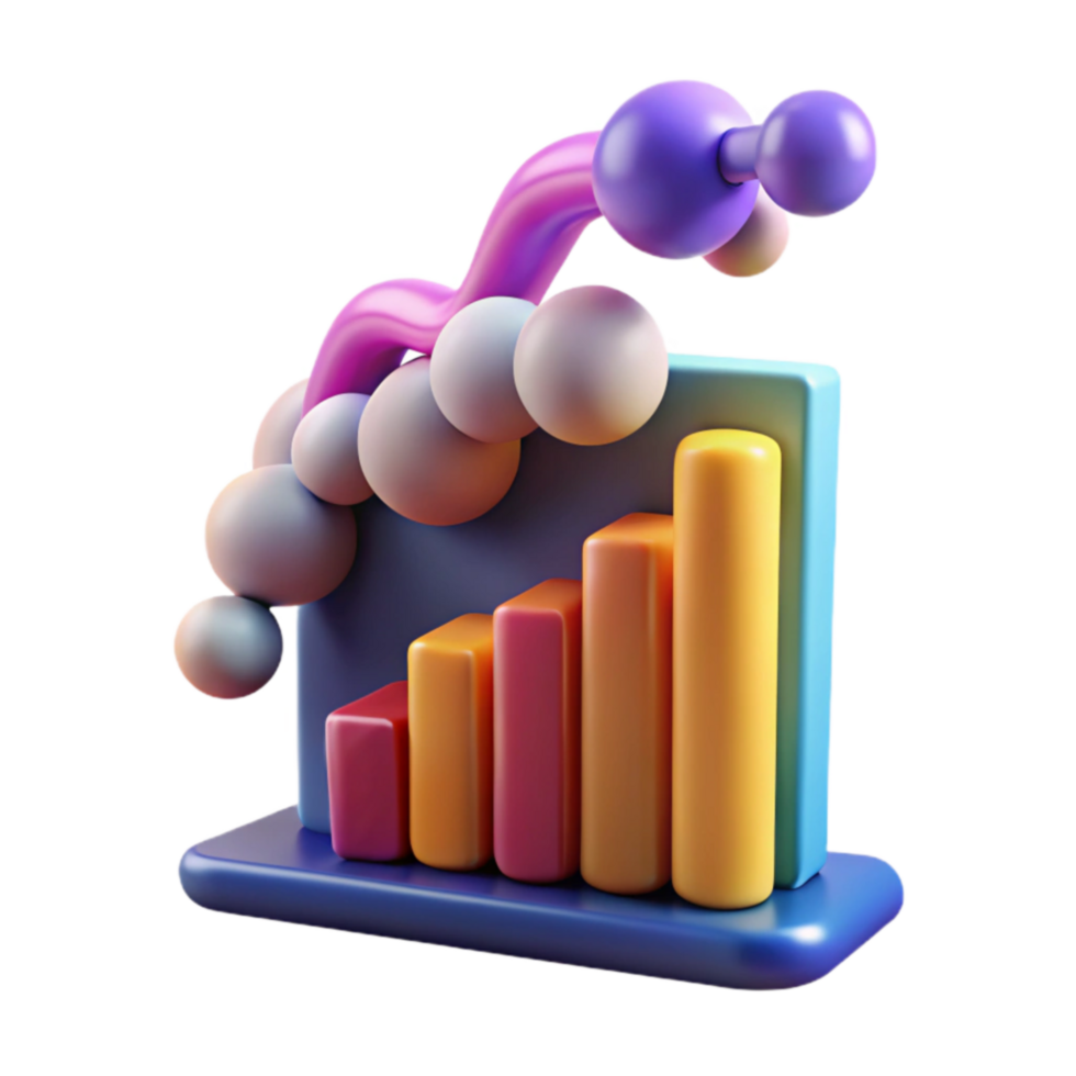 Growth Visualization Abstract 3D Bar Chart Ascending Trend png