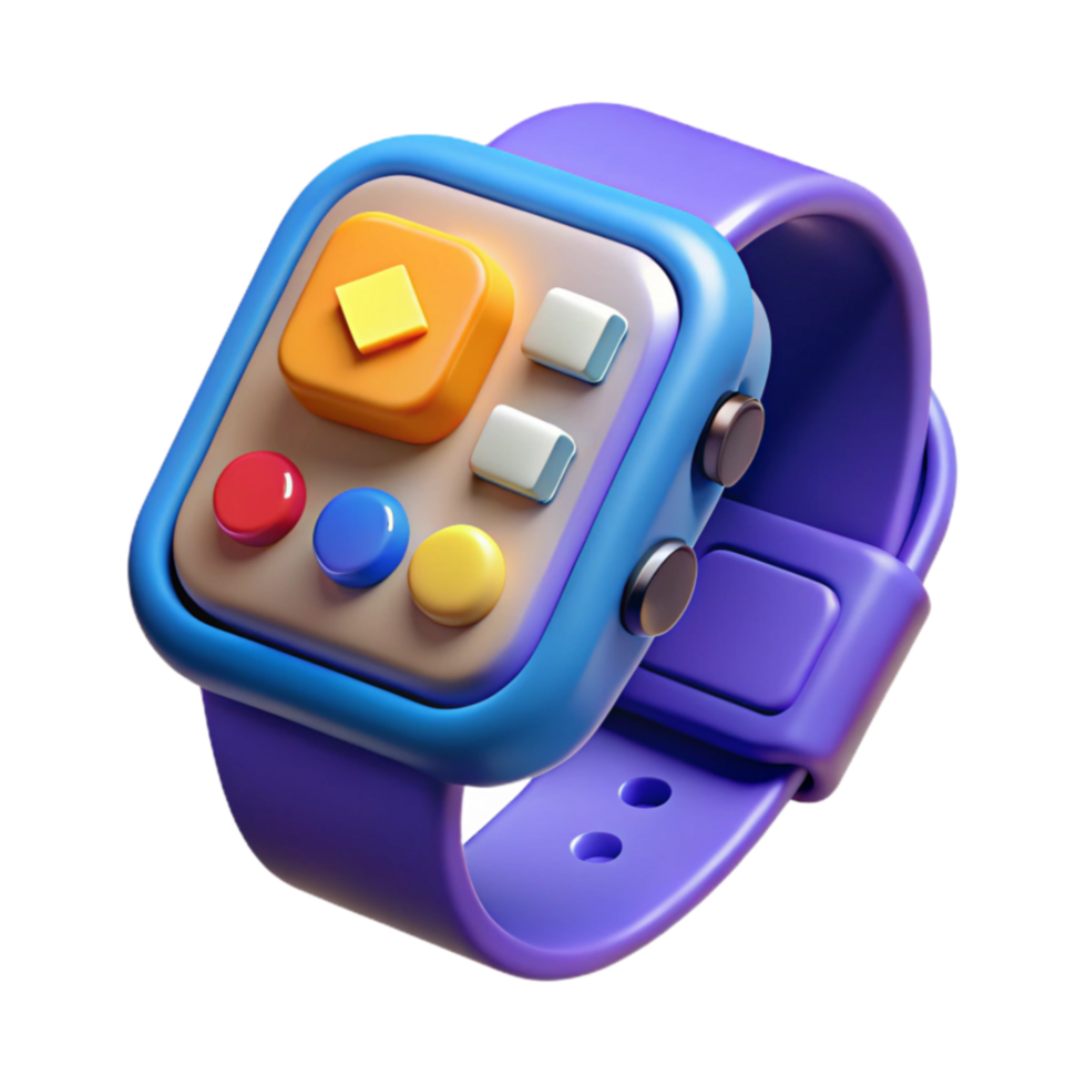 Colorful Smartwatch UI Design with Playful Buttons png