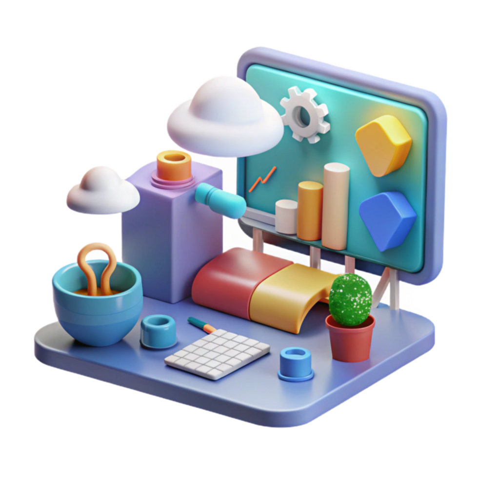 Creative Workspace Productivity, Design, and Data Visualization png