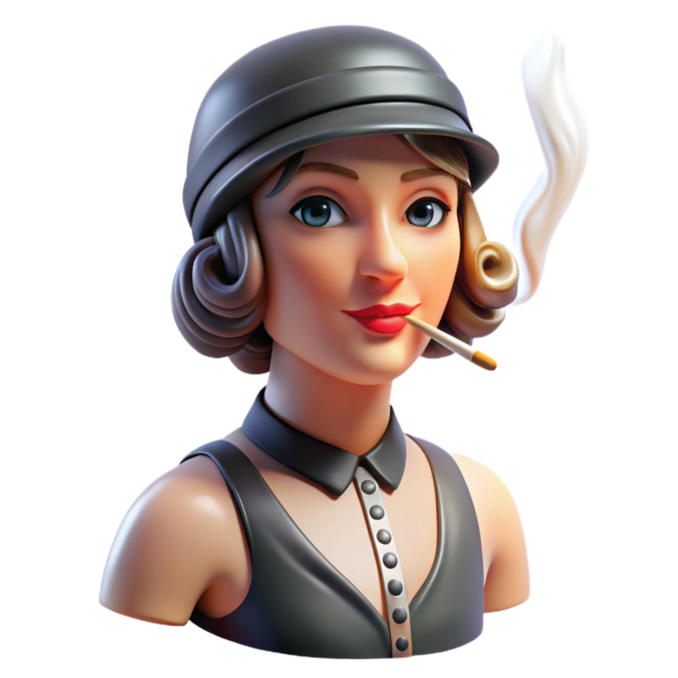 Flapper Girl 3D Model Retro Fashion, Smoking, 1920s Style png