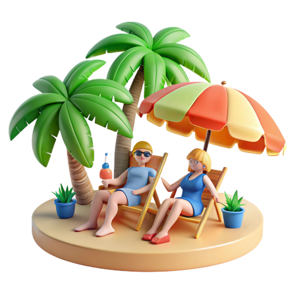 Tropical Getaway Relaxation Under Palm Trees png