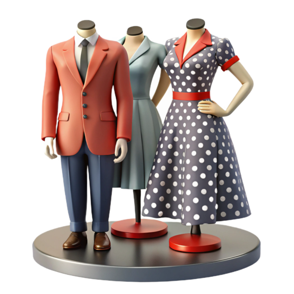 Retro Fashion Suit, Dress, and Polka Dots png